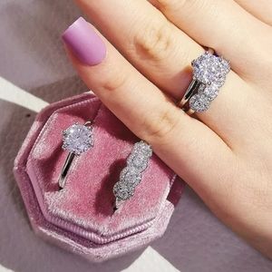 Sterling Silver Wedding Band Set